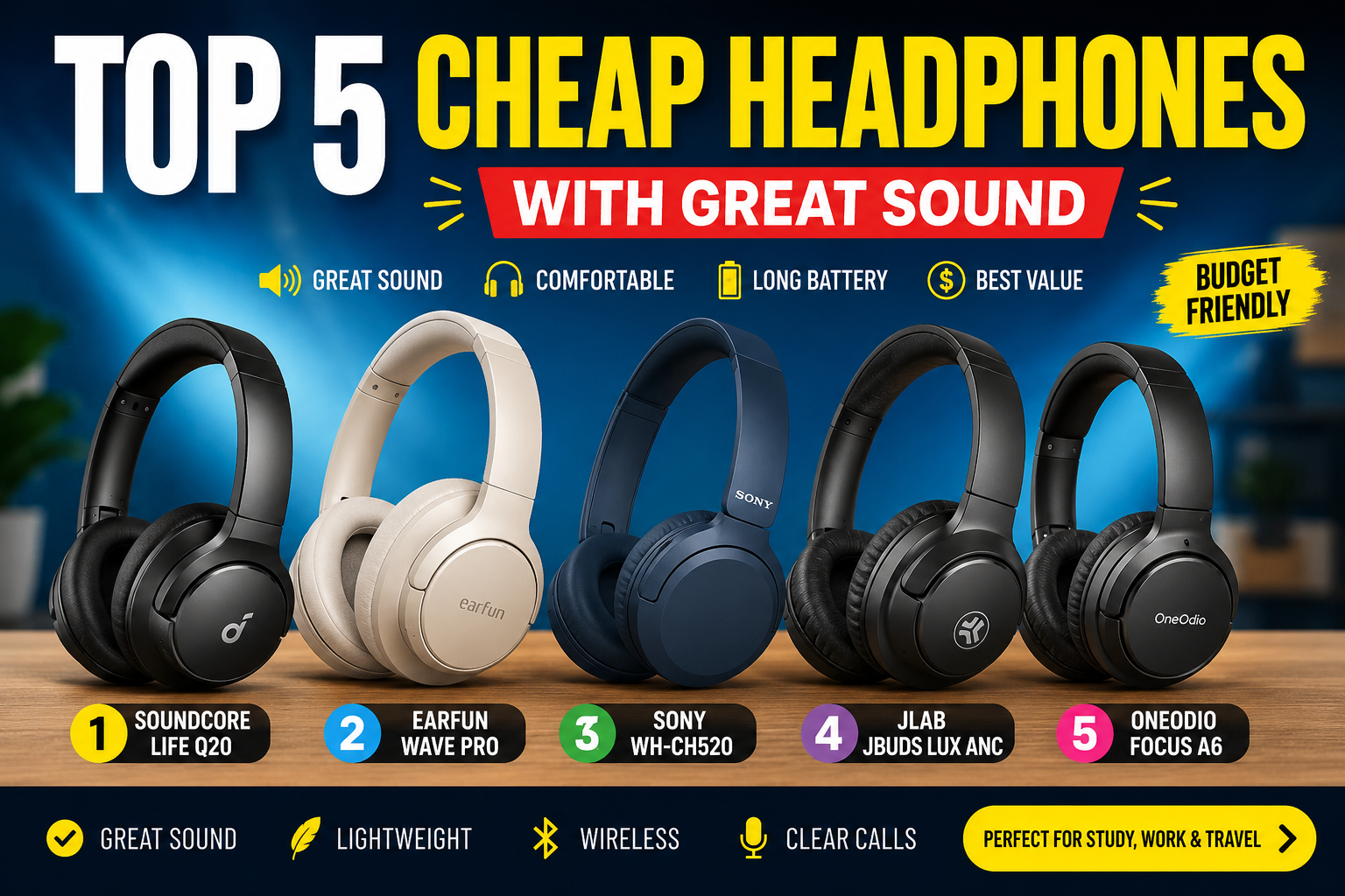 Read more about the article Top 5 Cheap Headphones With Great Sound (2026)