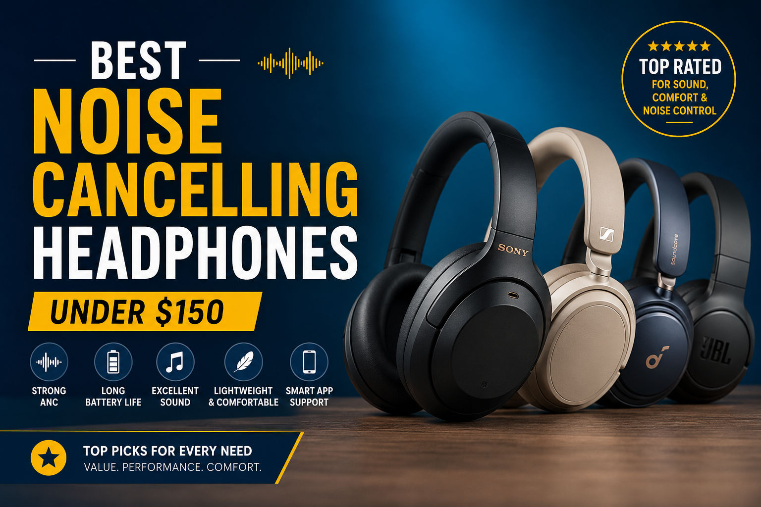 Read more about the article Best Noise Cancelling Headphones Under $150